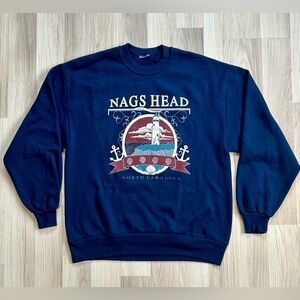 VTG Nags Head North Carolina Puff Print Crewneck Sweater Mens Large
